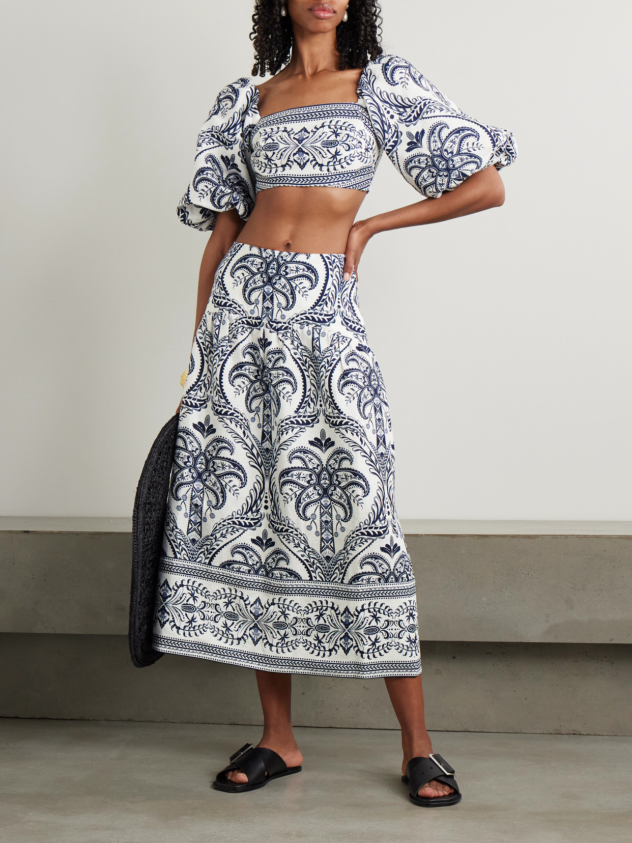 Farm Rio White  Blue Tops In Blue Tropi