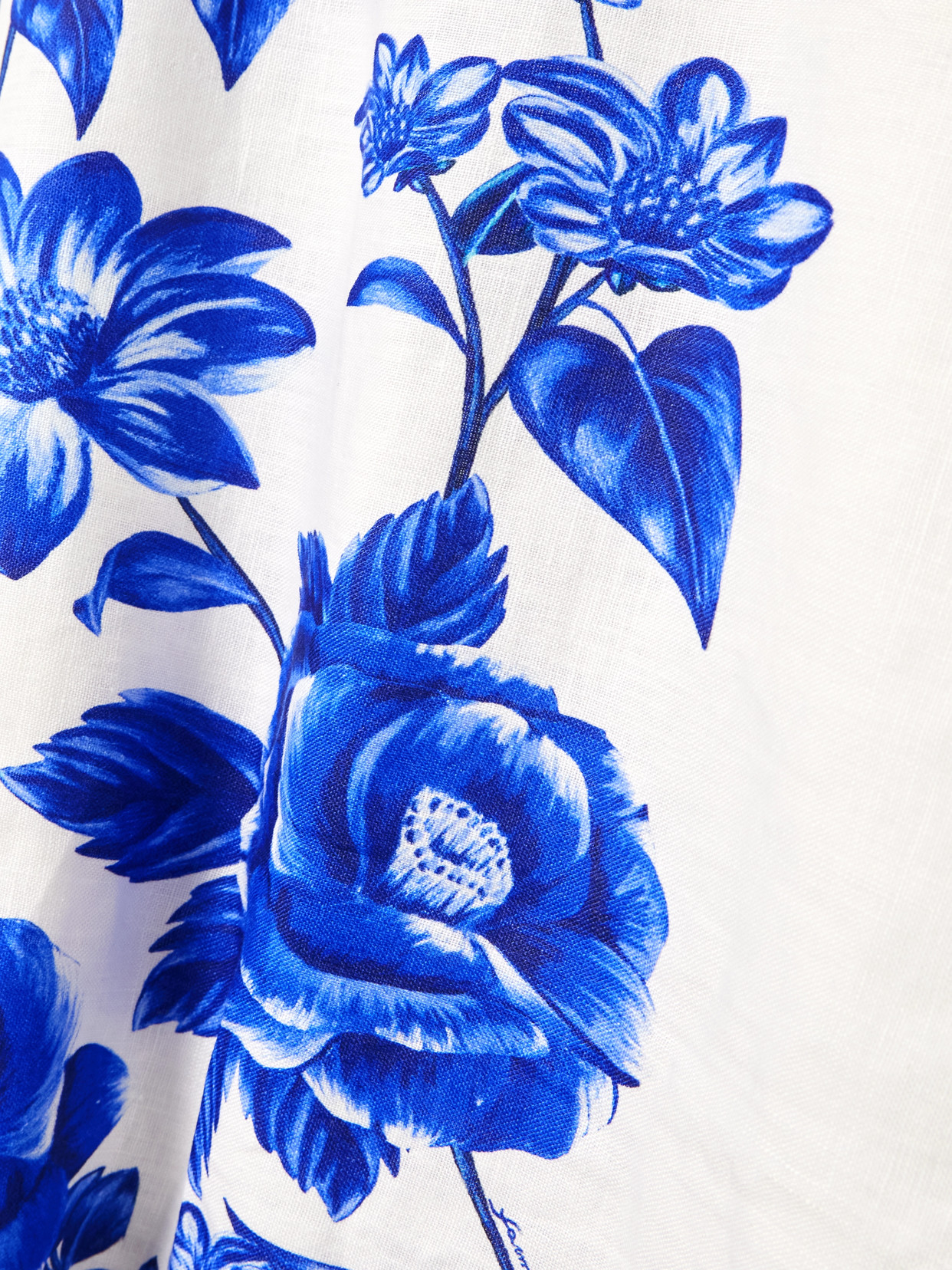 Farm Rio Off-white Floral Cascade Wavy Midi Dress In Blue
