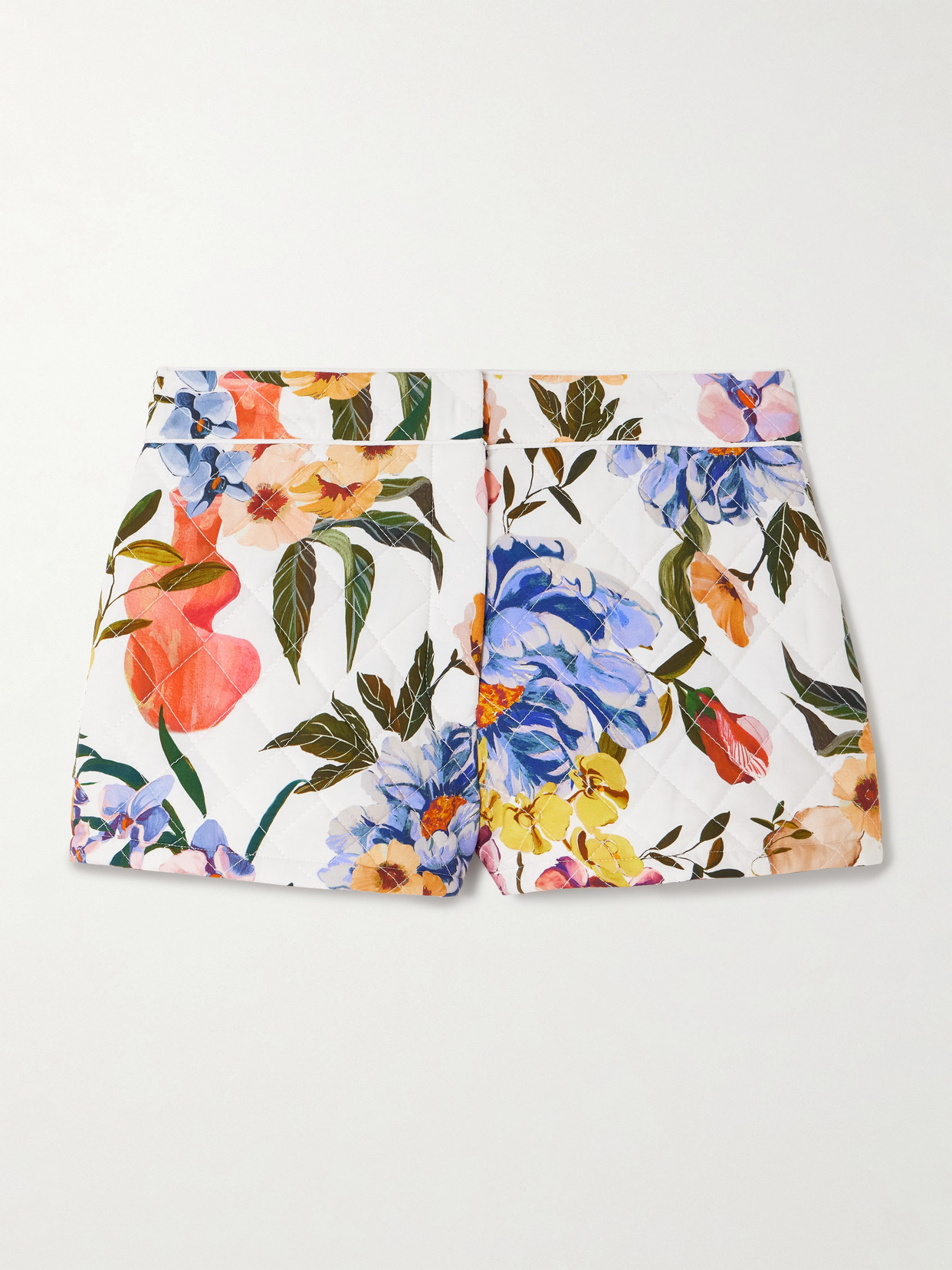 Farm Rio - Greek Garden Quilted Floral-print Lyocell And Cotton-blend Shorts - Ivory