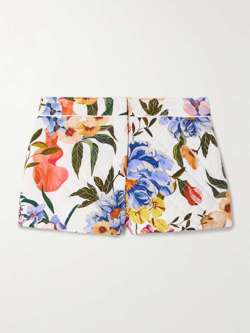 Farm Rio Greek Garden Quilted Floral-print Lyocell And Cotton-blend Shorts