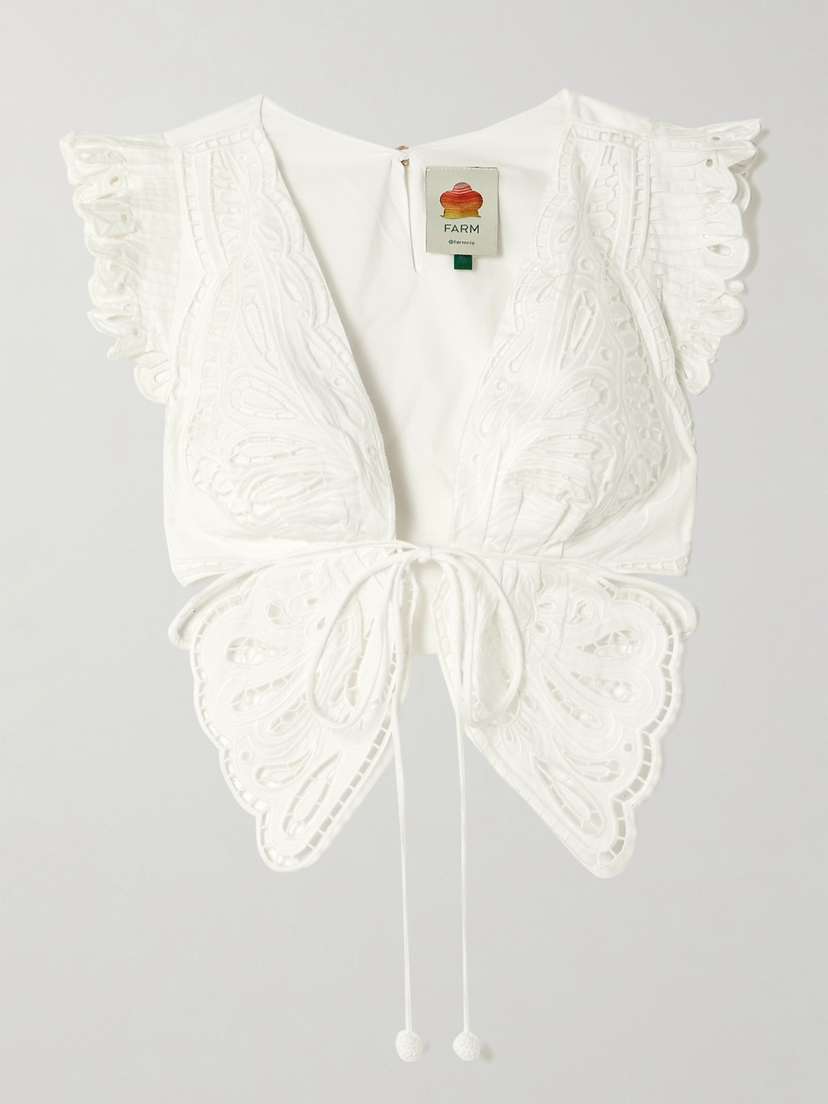 Farm Rio Butterfly Broderie Anglaise Cotton Blouse