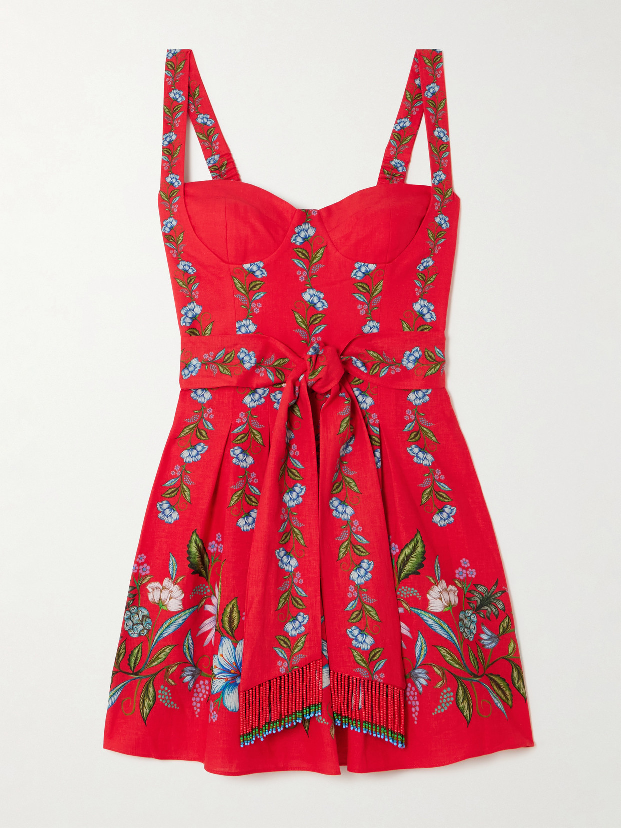 Farm Rio Sweet Bloom Bouquet Mini Dress In Red