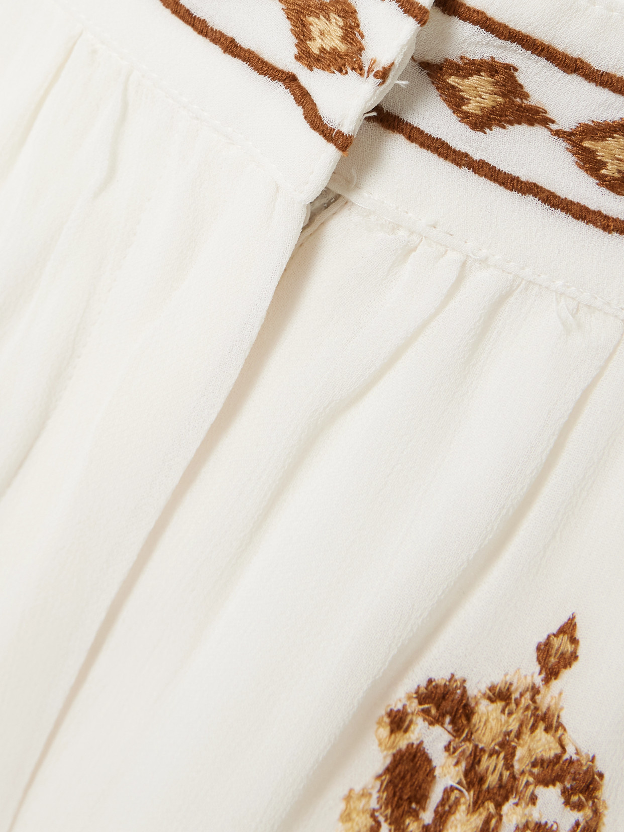 Farm Rio Anchor Tapestry Embroidered Georgette Tapered Pants In Off-white