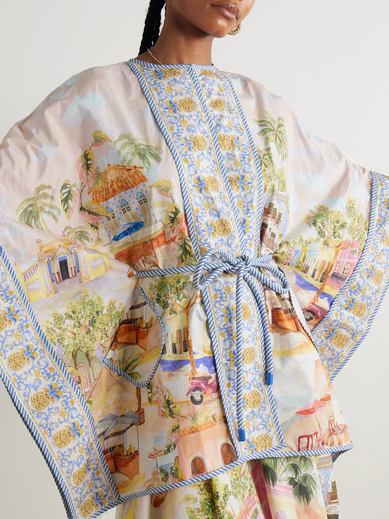 Shop Farm Rio Aracati Belted Printed Organic Cotton-poplin Tunic