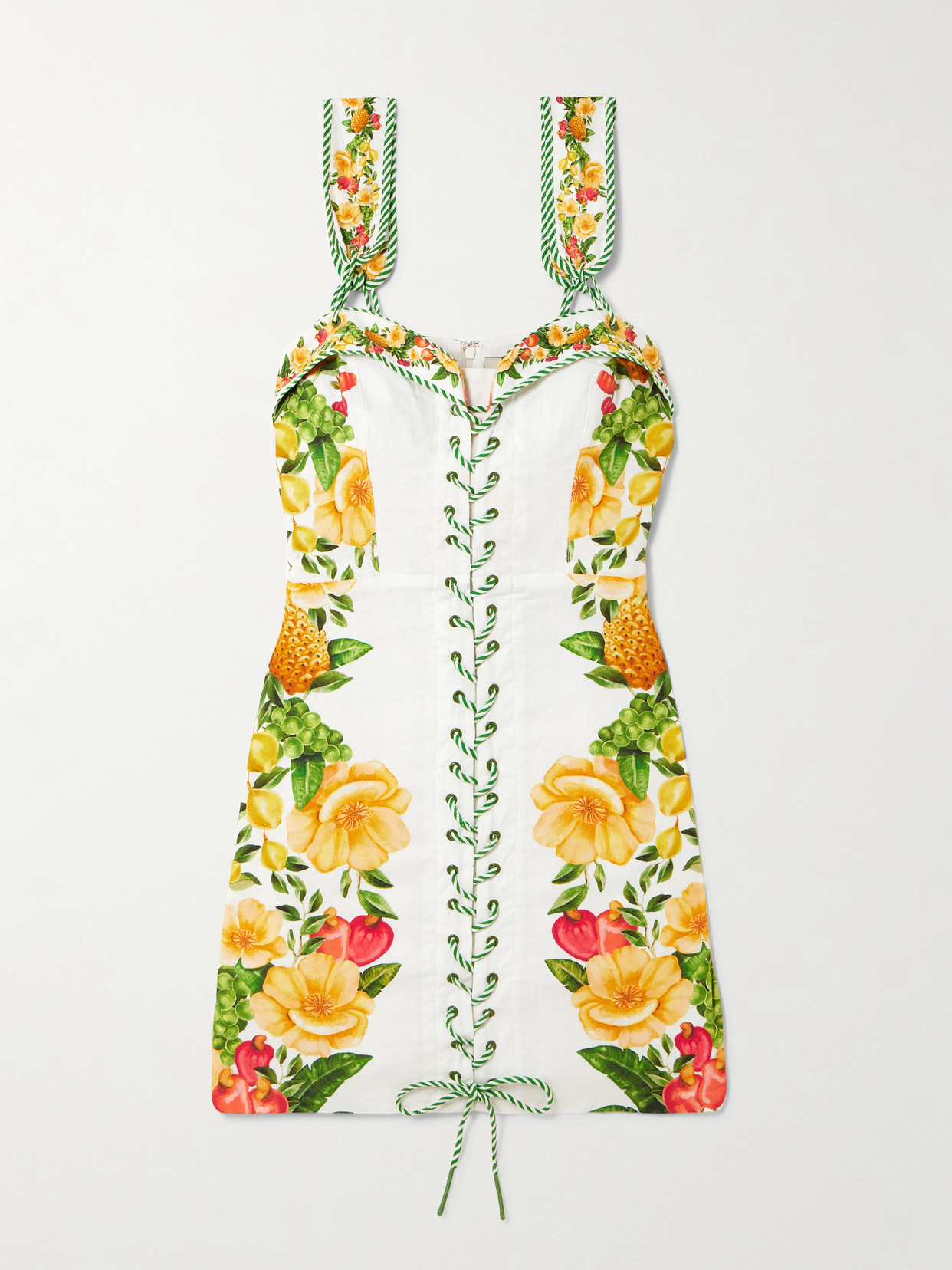Farm Rio Floral-print Linen-blend Mini Dress