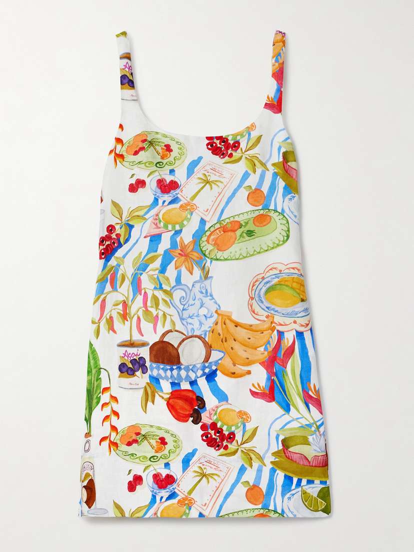 Farm Rio Printed Linen Mini Dress