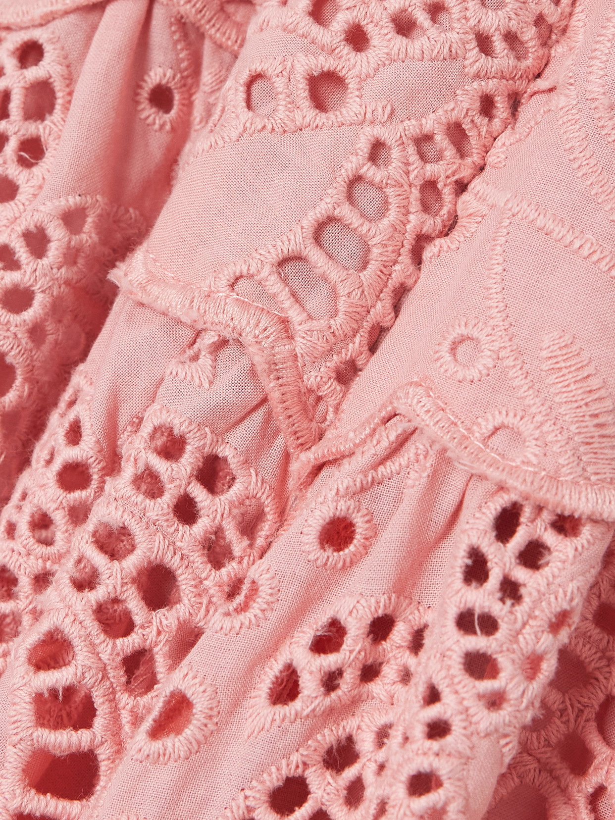 Farm Rio Palm Tree Scalloped Broderie Anglaise Cotton Midi Dress