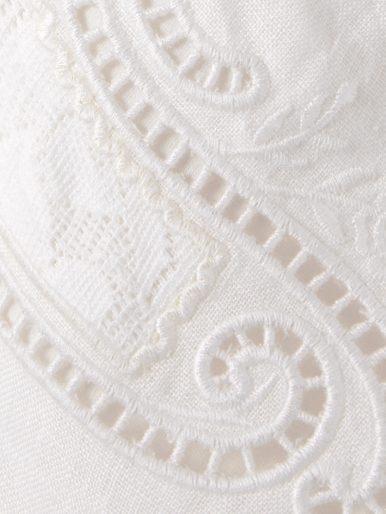 Farm Rio Womens White Embroidered Balloon-sleeves Linen Mini Dress
