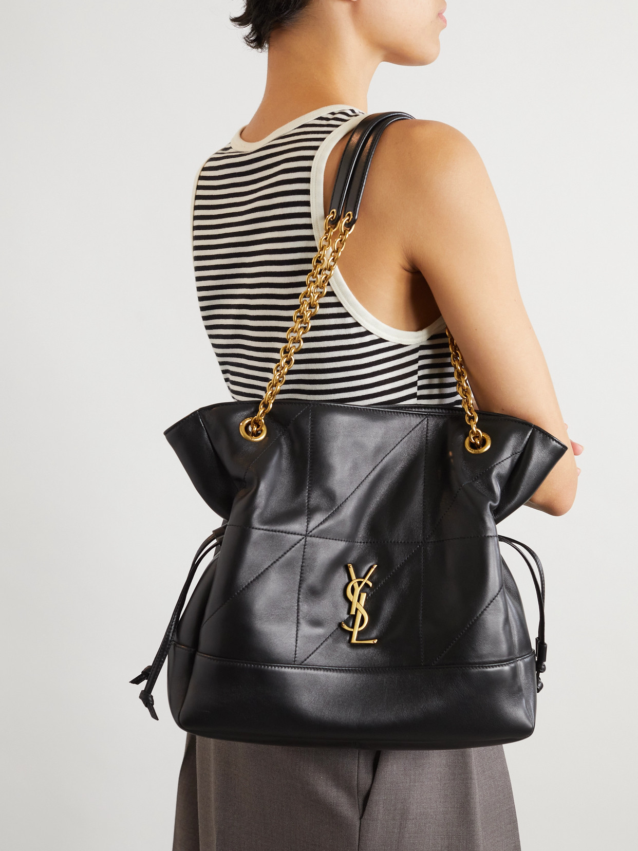 Saint Laurent Jamie Shopping Medium Quilted Leather Shoulder Bag In Black