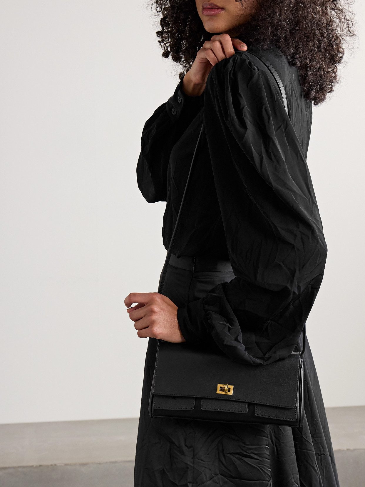 Balenciaga Bel Air Flap Leather Shoulder Bag In Black
