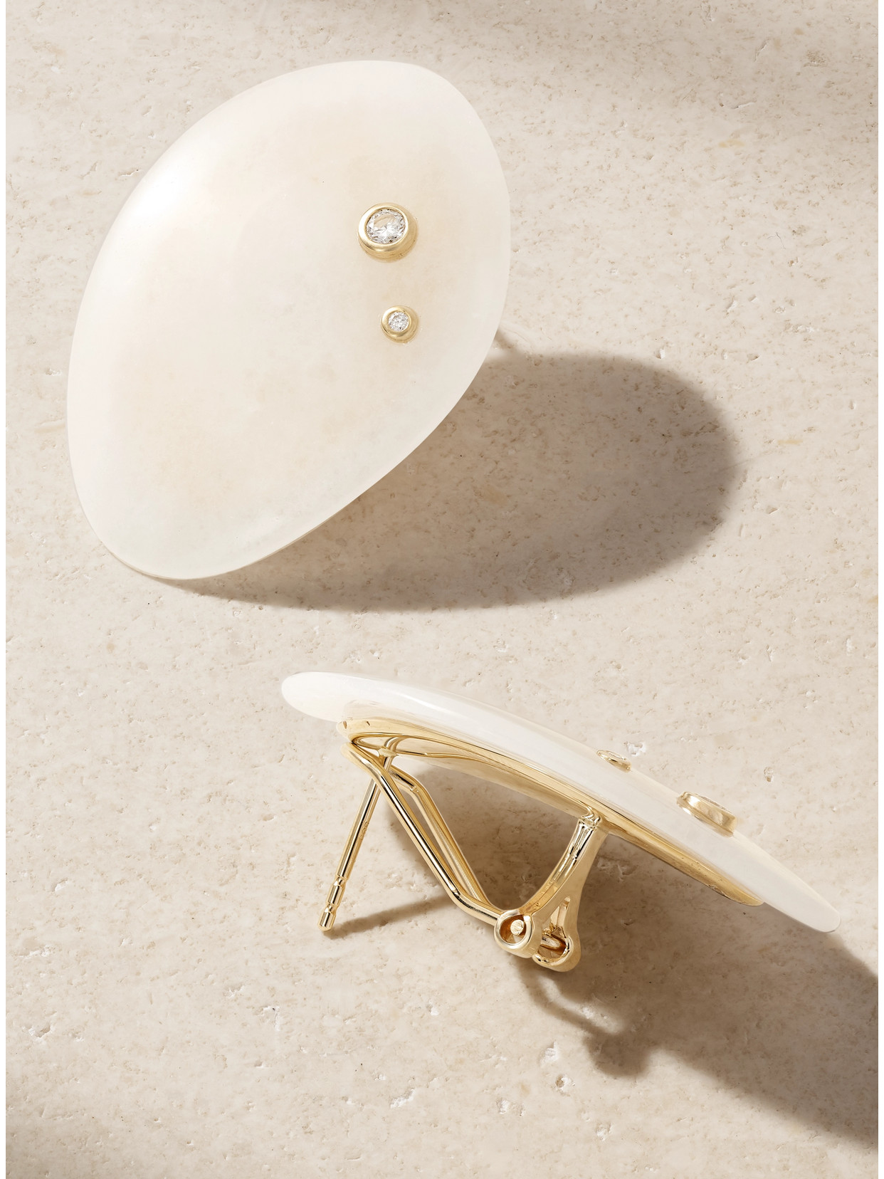 By Pariah Venus 14-karat Recycled Gold, Jasper And Diamond Earrings In White