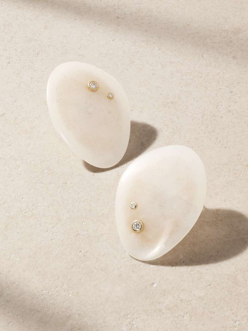 By Pariah Venus 14-karat Recycled Gold, Jasper And Diamond Earrings