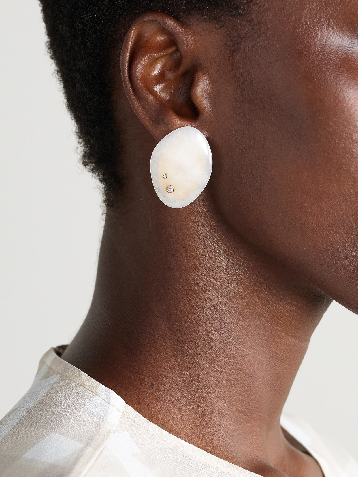 By Pariah Venus 14-karat Recycled Gold, Jasper And Diamond Earrings In White