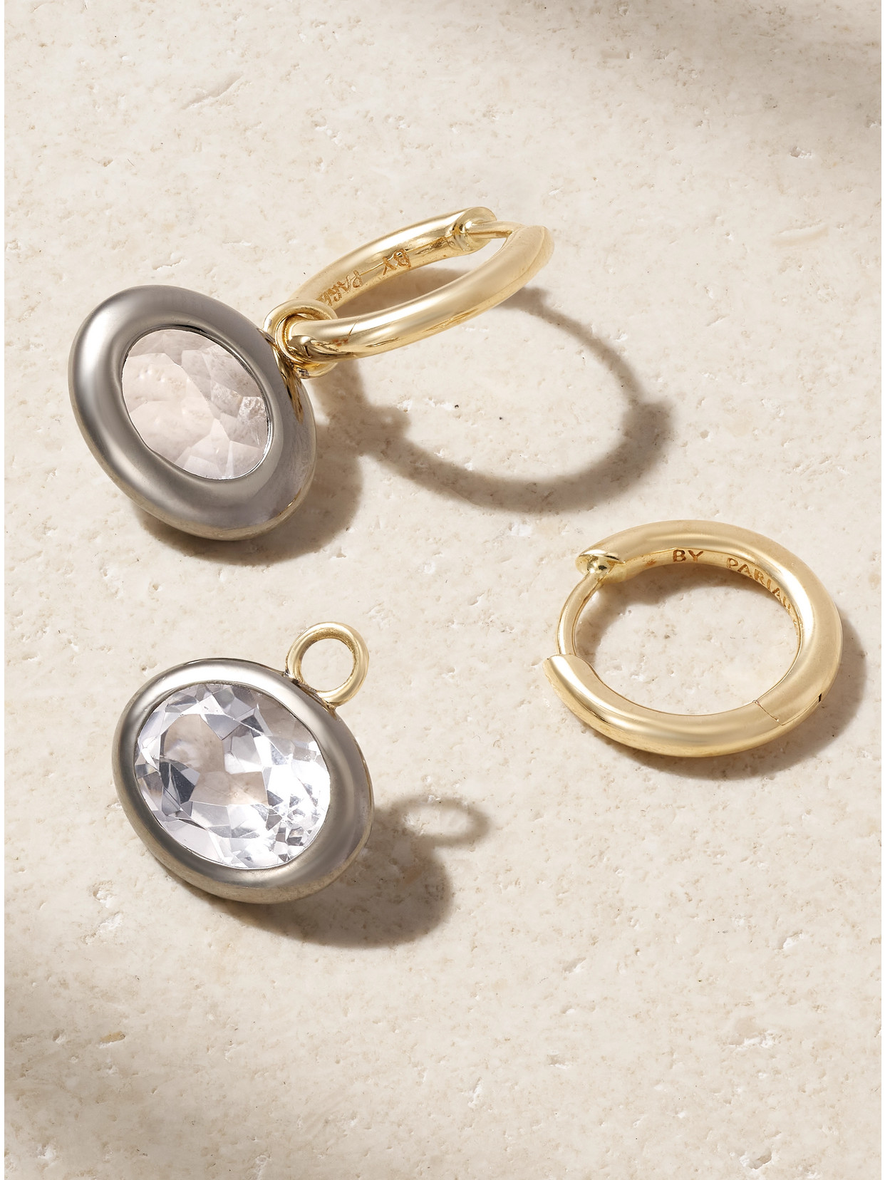 By Pariah Xl Orbit 14-karat Recycled Gold, Rhodium And Topaz Hoop Earrings In Gold
