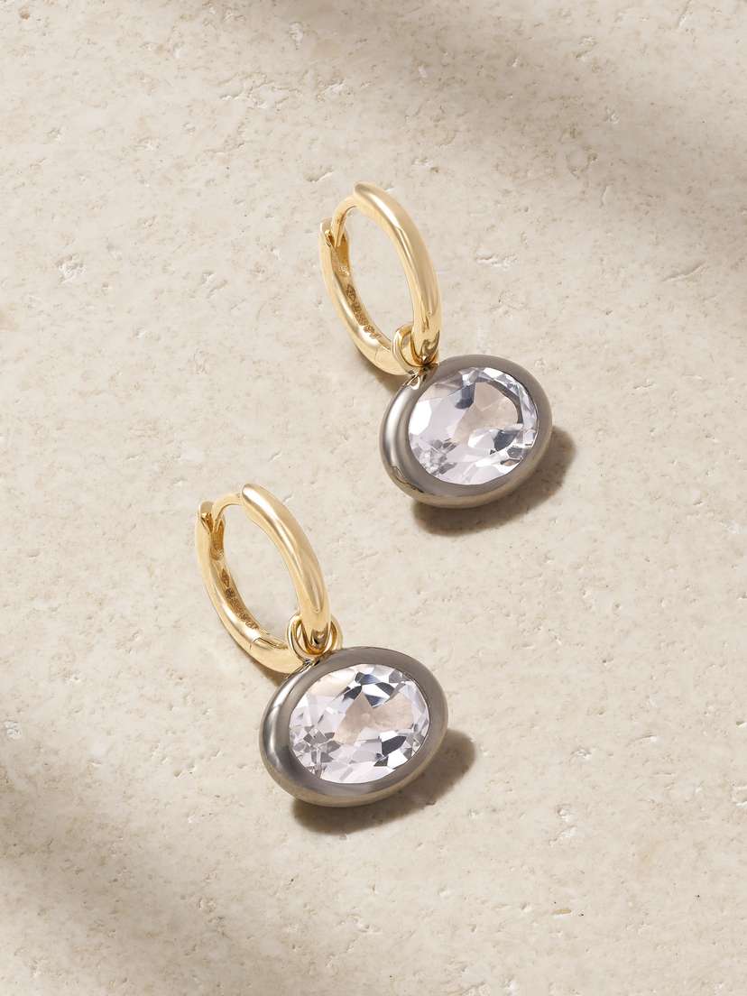 By Pariah Xl Orbit 14-karat Recycled Gold, Rhodium And Topaz Hoop Earrings
