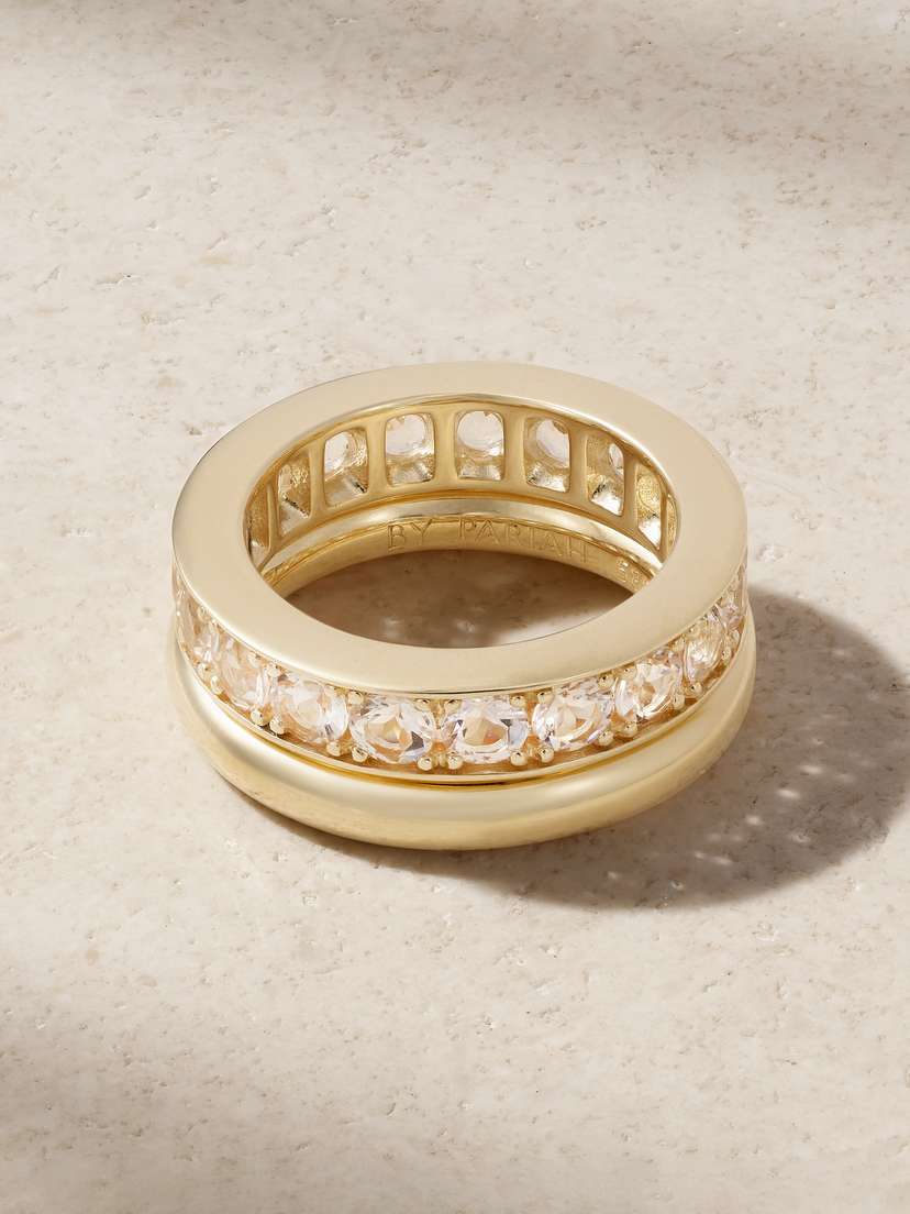 By Pariah Xl Duo Set Of Two 14-karat Recycled Gold Morganite Pinky Rings