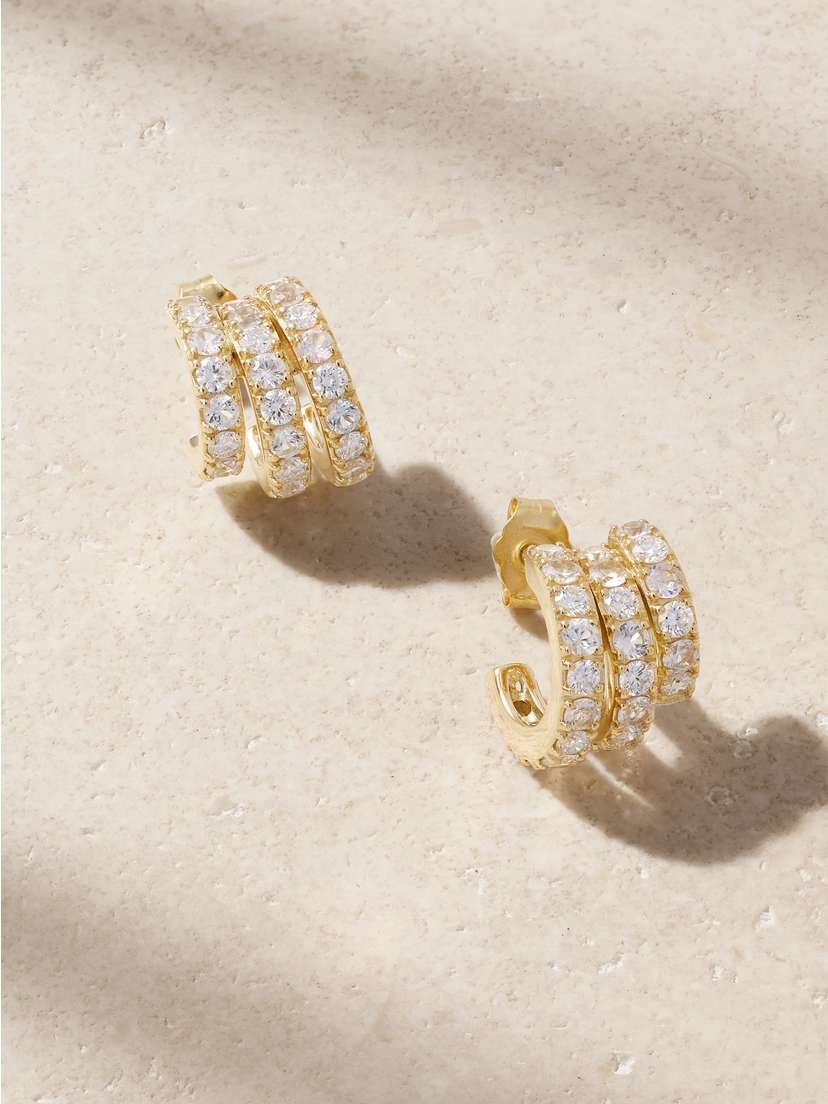 By Pariah Classic 14-karat Recycled Gold, Sapphire And Diamond Hoop Earrings