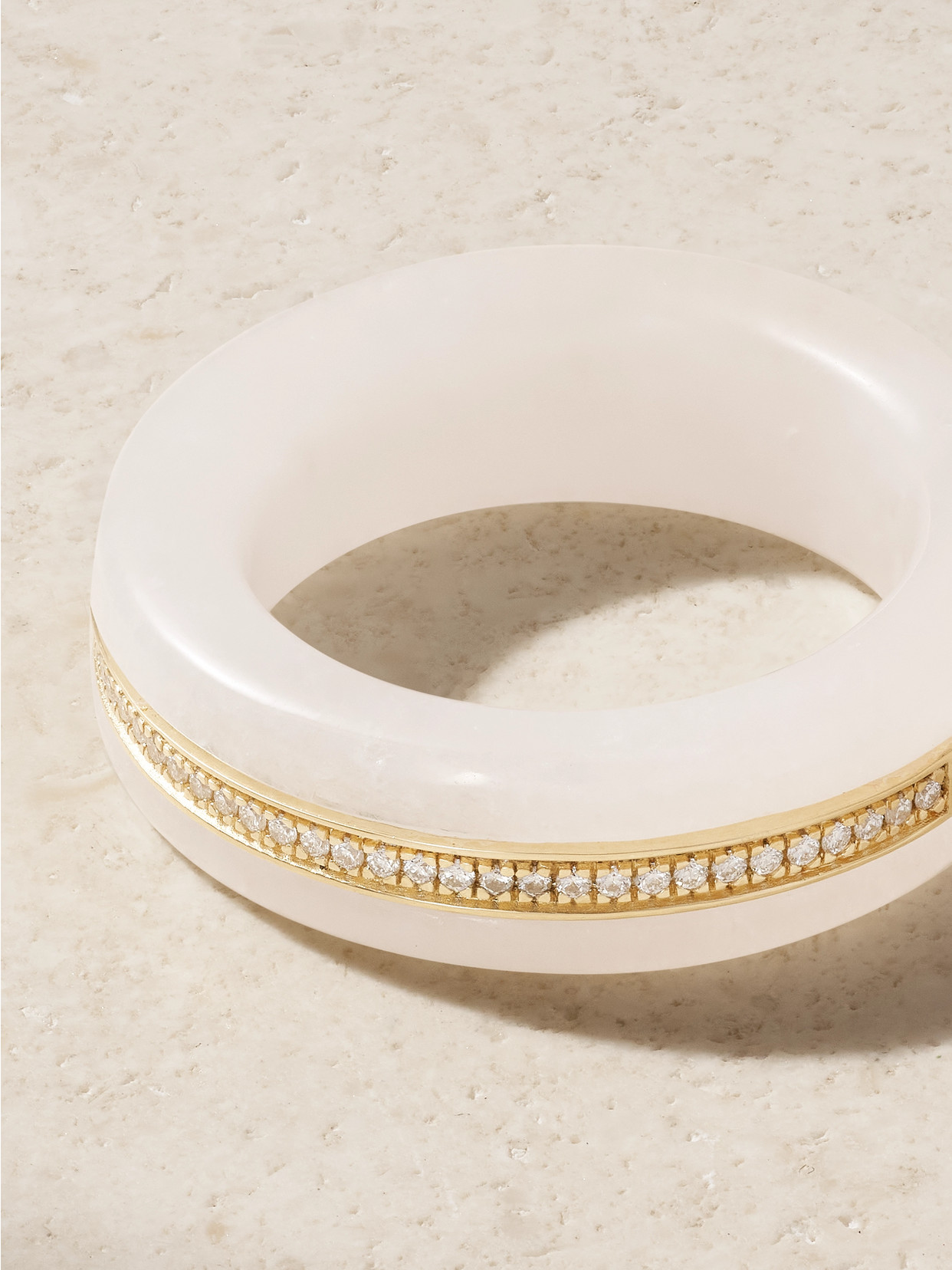 By Pariah Pebble Cocktail 14-karat Recycled Gold, Jasper And Diamond Ring In White