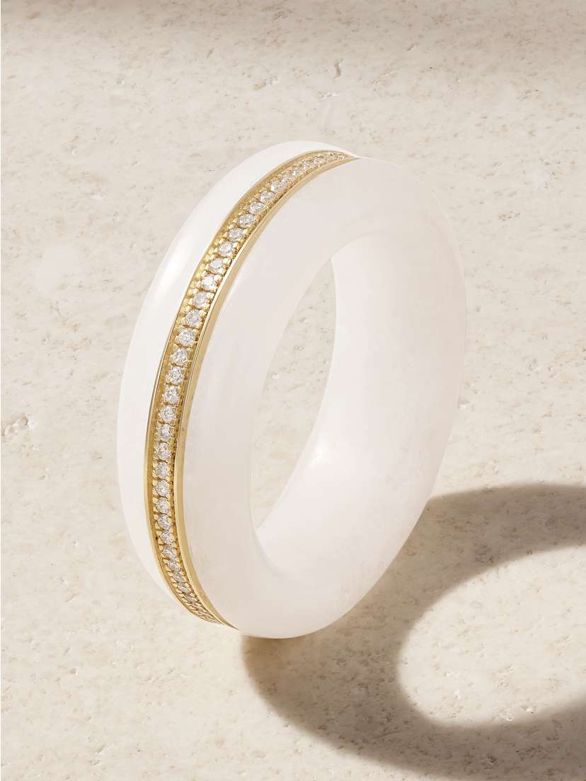 By Pariah Pebble Cocktail 14-karat Recycled Gold, Jasper And Diamond Ring