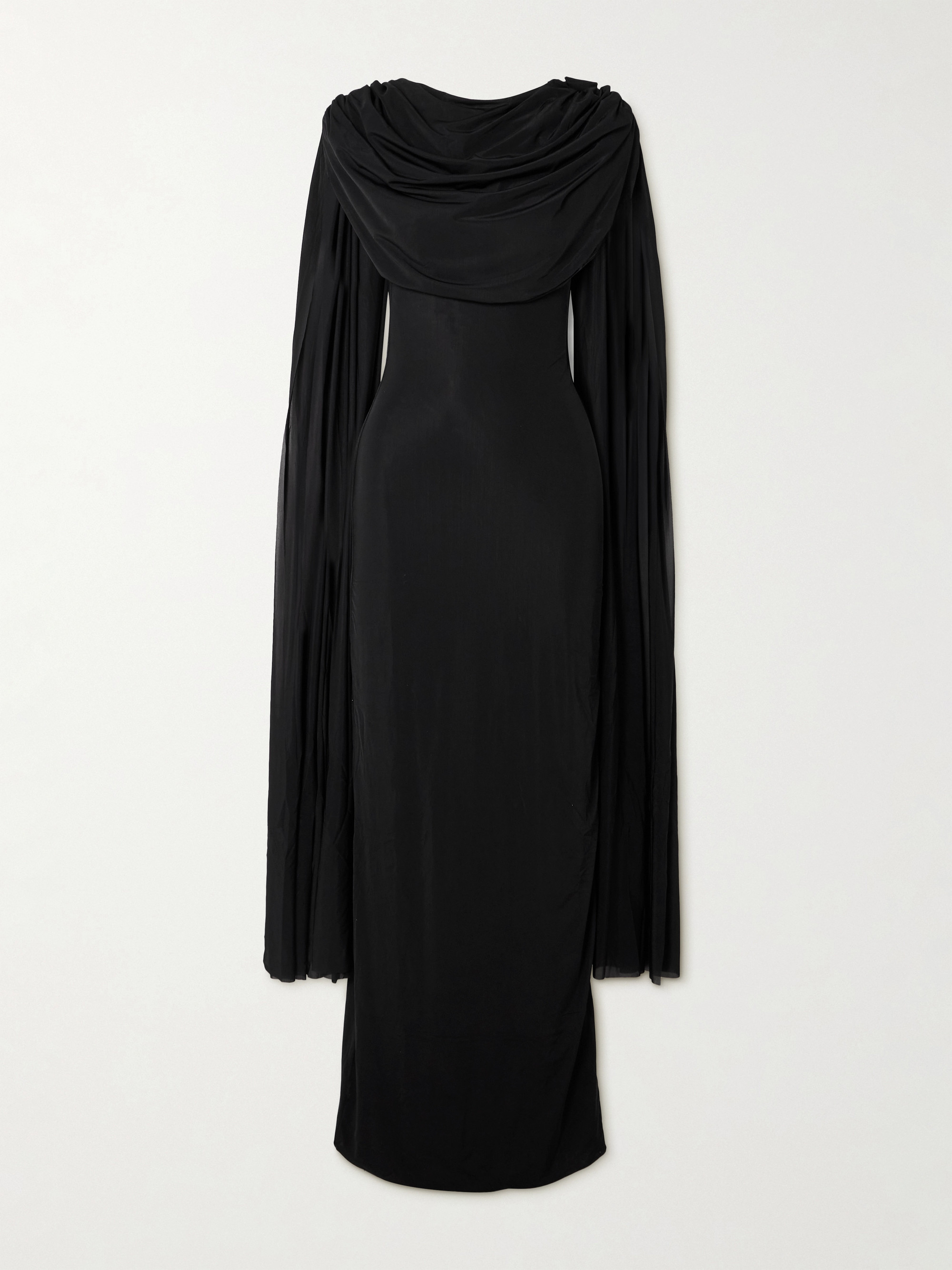 Maygel Coronel - Batista draped cape-effect stretch-jersey maxi dress | Plush Maygel Coronel - Batista draped cape-effect stretch-jersey maxi dress | Plush