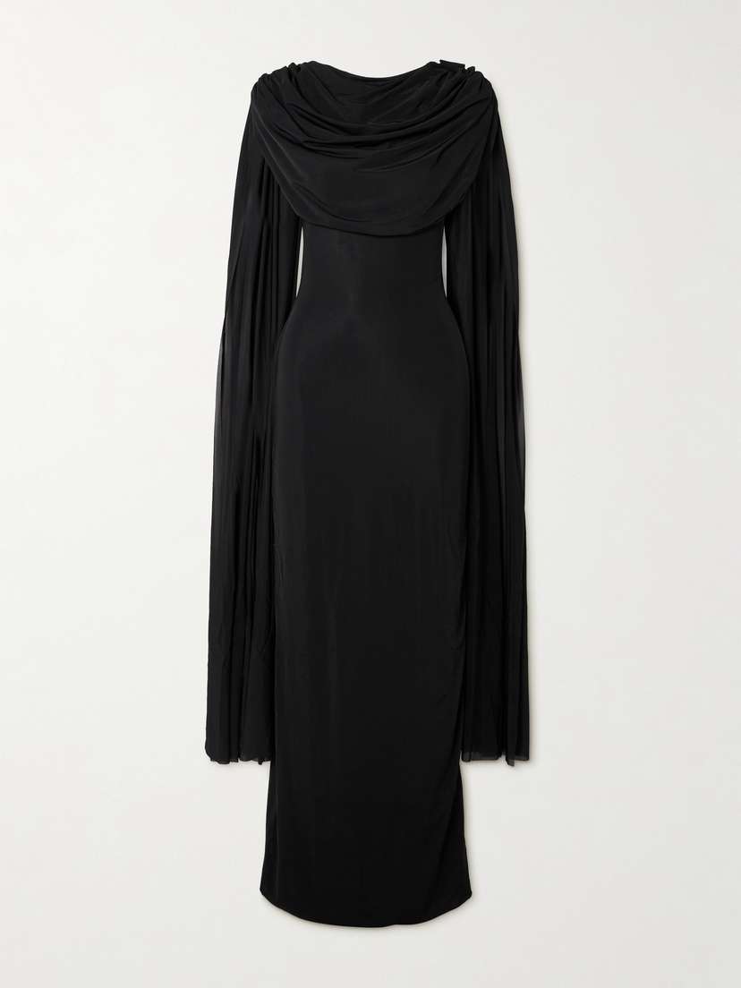 Maygel Coronel Batista Draped Cape-effect Stretch-jersey Maxi Dress