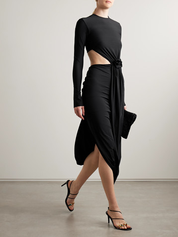  Damasco appliquéd cutout stretch-jersey midi dress