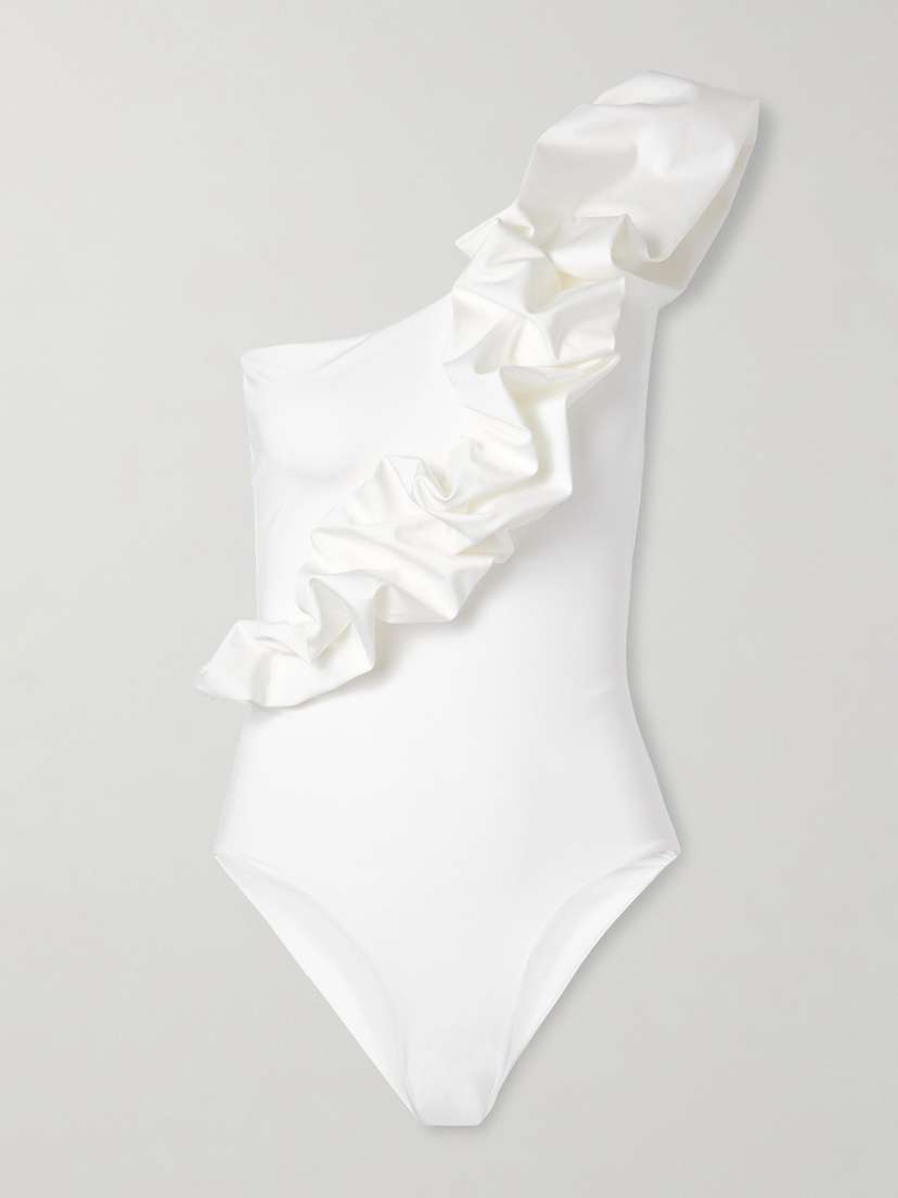Maygel Coronel Elena One-shoulder Ruffled Swimsuit