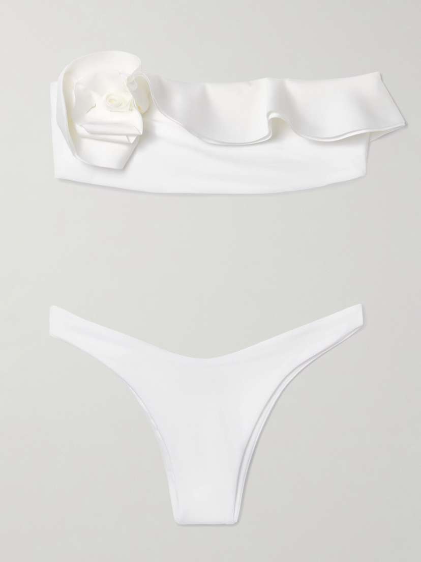 Maygel Coronel Bies Ruffled Bandeau Bikini