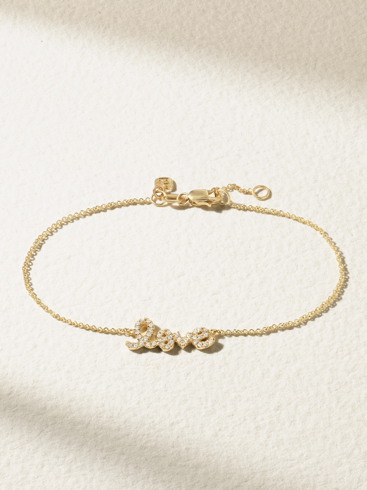 Sydney Evan Love Script 14-karat Gold Diamond Bracelet