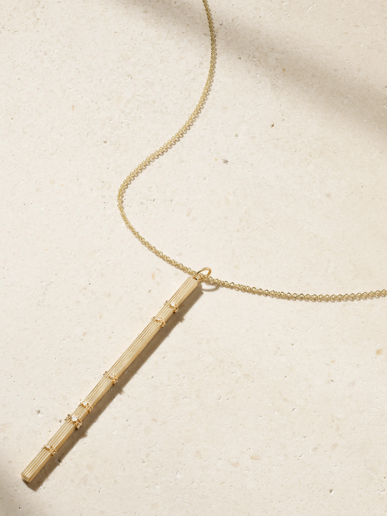 Sydney Evan - Fluted Bar 14-karat Gold Diamond Necklace - One size