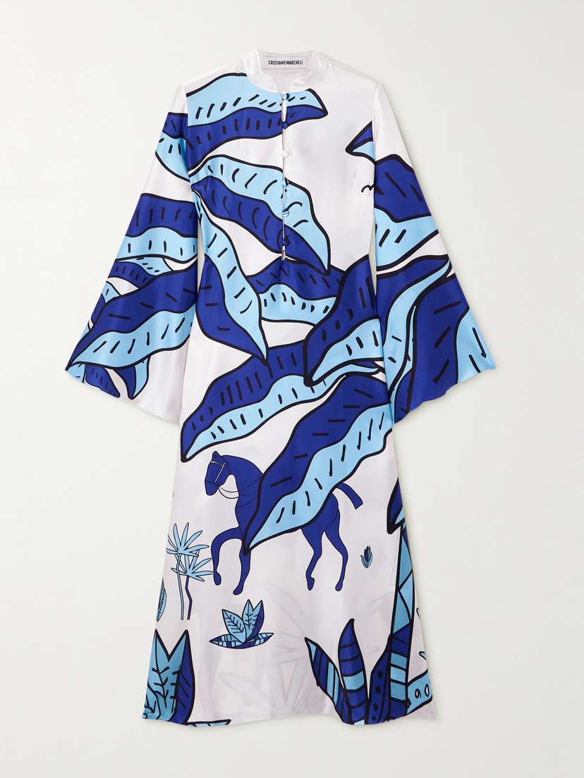 Cristiano Marcheli Jane Printed Stretch-silk Satin Kaftan