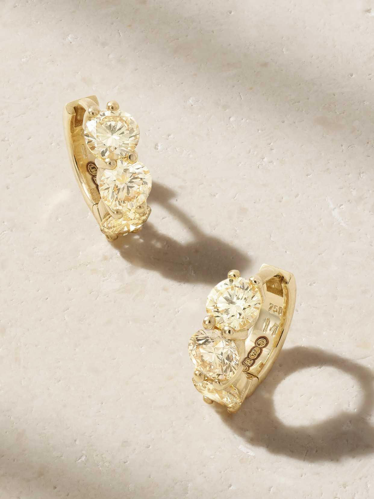 Ileana Makri Cascade Huggie 18-karat Gold Diamond Hoop Earrings In Neutral