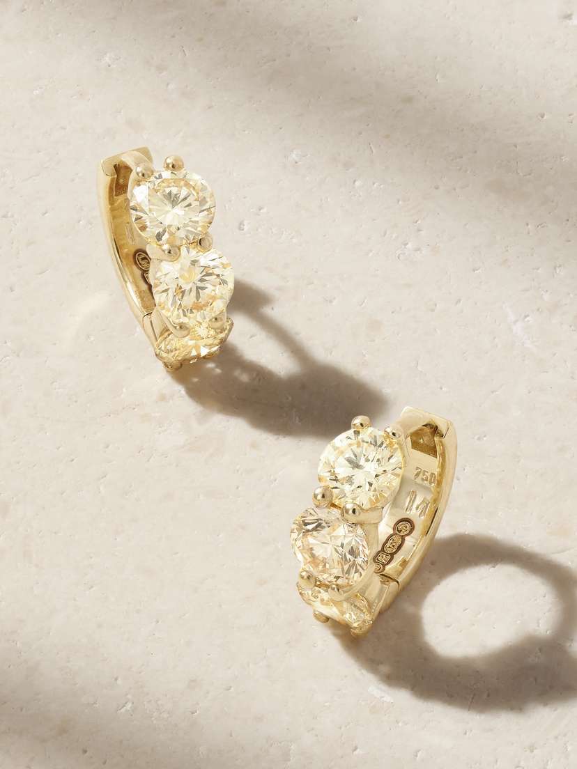 Ileana Makri Cascade Huggie 18-karat Gold Diamond Hoop Earrings