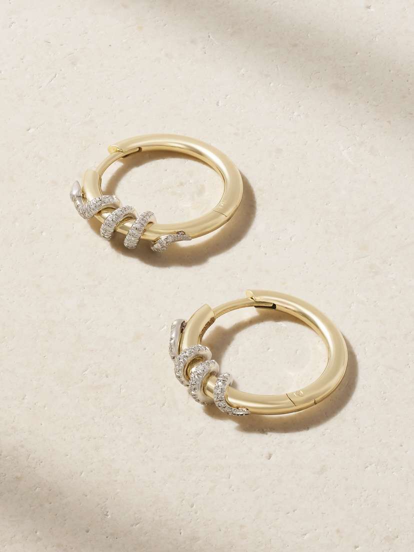 Ileana Makri Twisted Boa 18-karat Yellow And White Gold Diamond Earrings