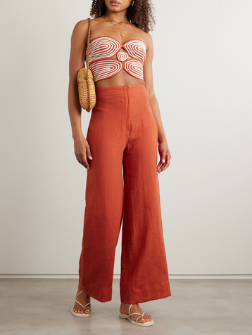 Andres Otalora Baia cutout embroidered linen bustier top