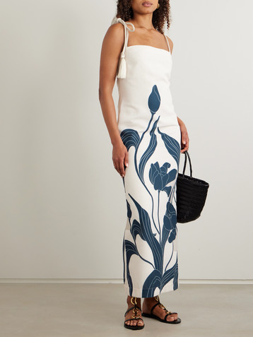 Andres Otalora Pasos De Jardin floral-print linen midi dress
