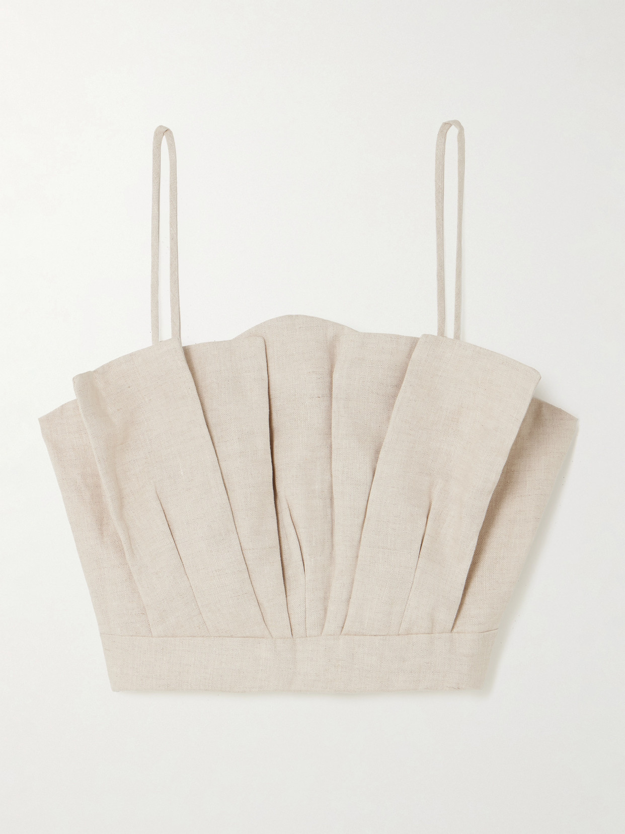 Andres Otalora Amapolas Pleated Linen Bustier Top