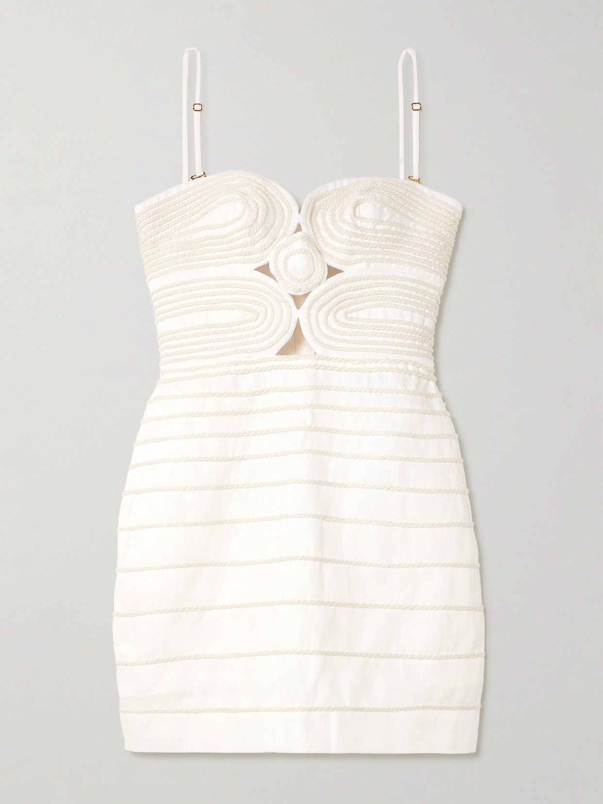 Andres Otalora Muy Poetica Strapless Rope-trimmed Cutout Linen Mini Dress