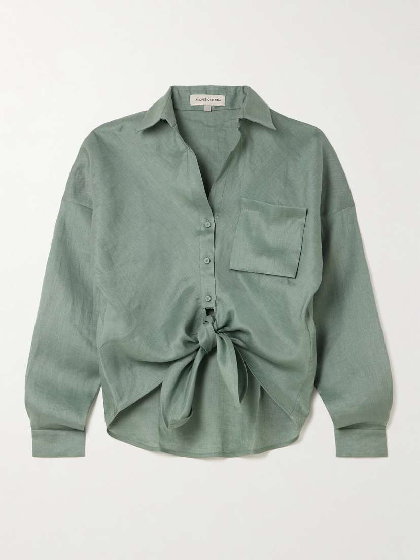 ANDRES OTALORA Reflejos Tie-front Linen Shirt