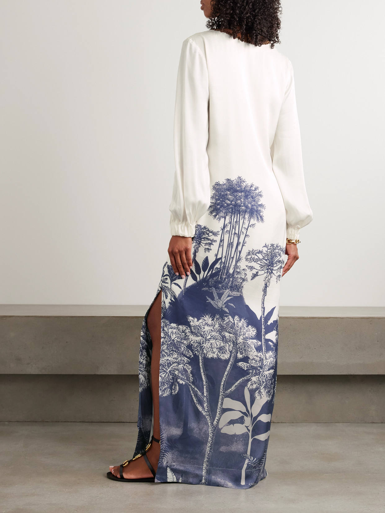 Andres Otalora Gingko Printed Lenzing™ Ecovero™-blend Maxi Dress In Red