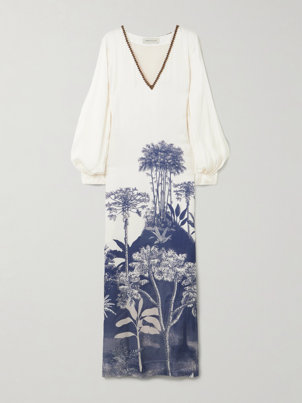 Andres Otalora Gingko Printed Lenzing™ Ecovero™-blend Maxi Dress