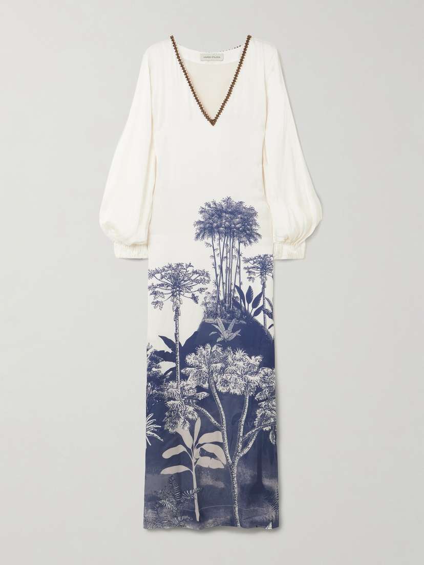 ANDRES OTALORA Gingko Printed Lenzing™ Ecovero™-blend Maxi Dress