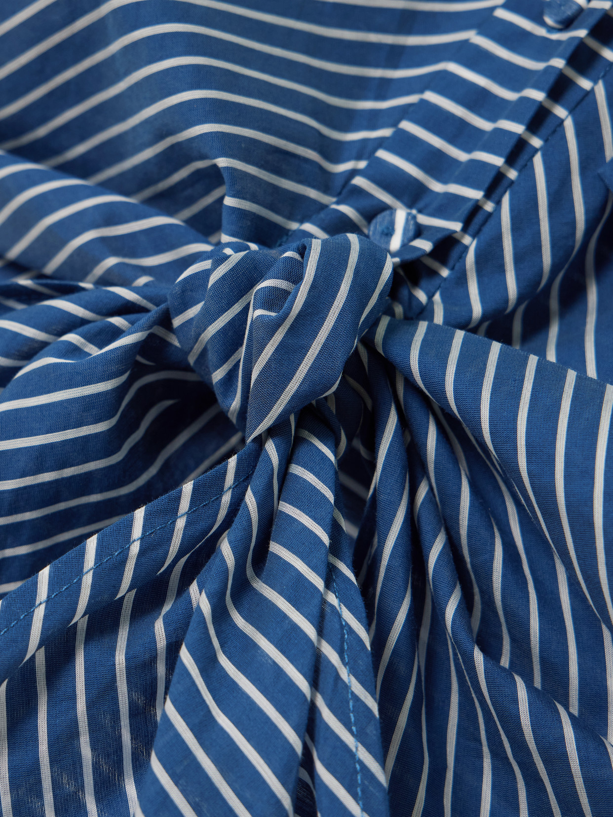 Andres Otalora Ilusion Tie-detailed Striped Cotton-voile Shirt In Blue