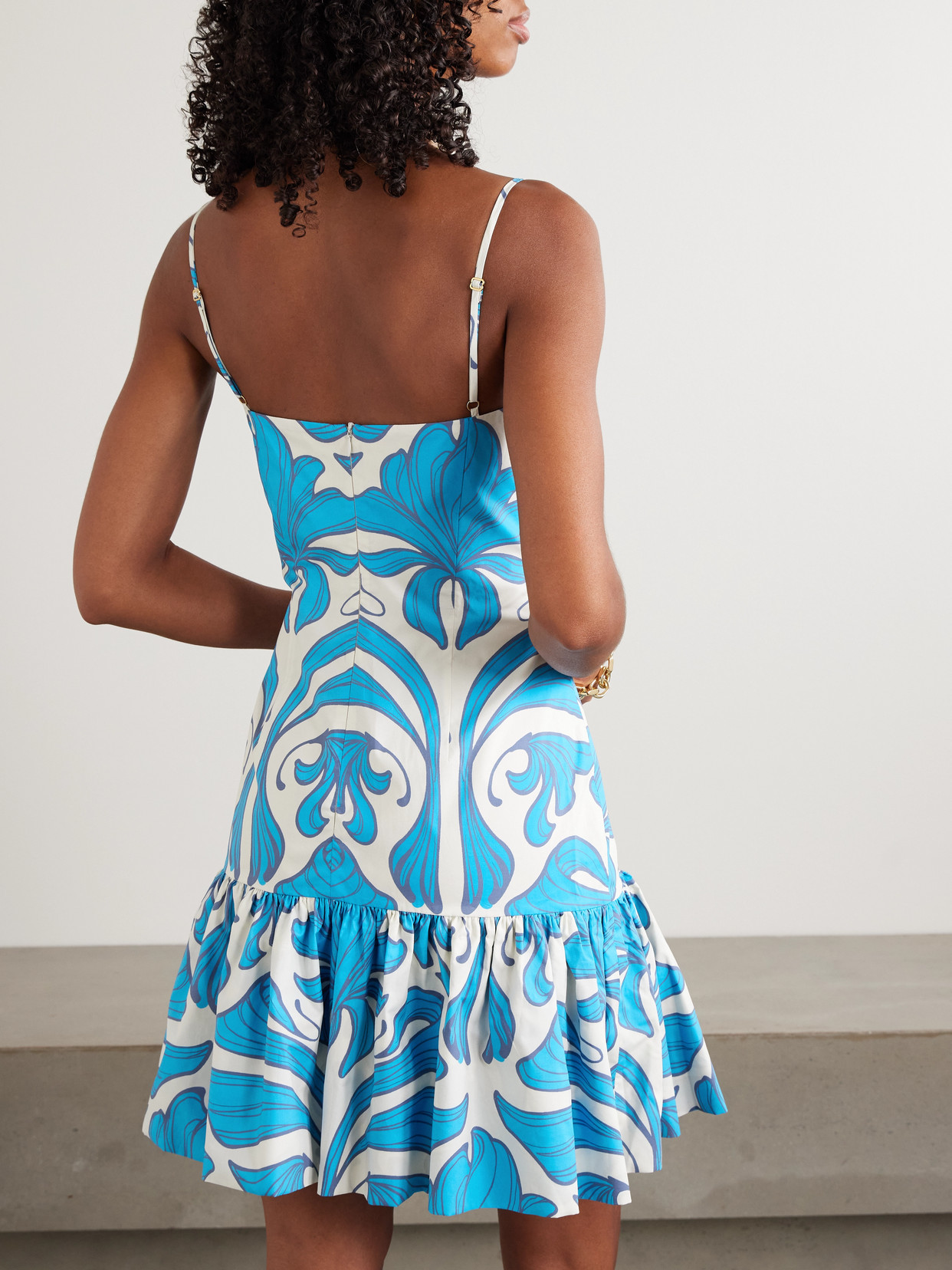 Andres Otalora Joyita Tiered Printed Linen Mini Dress