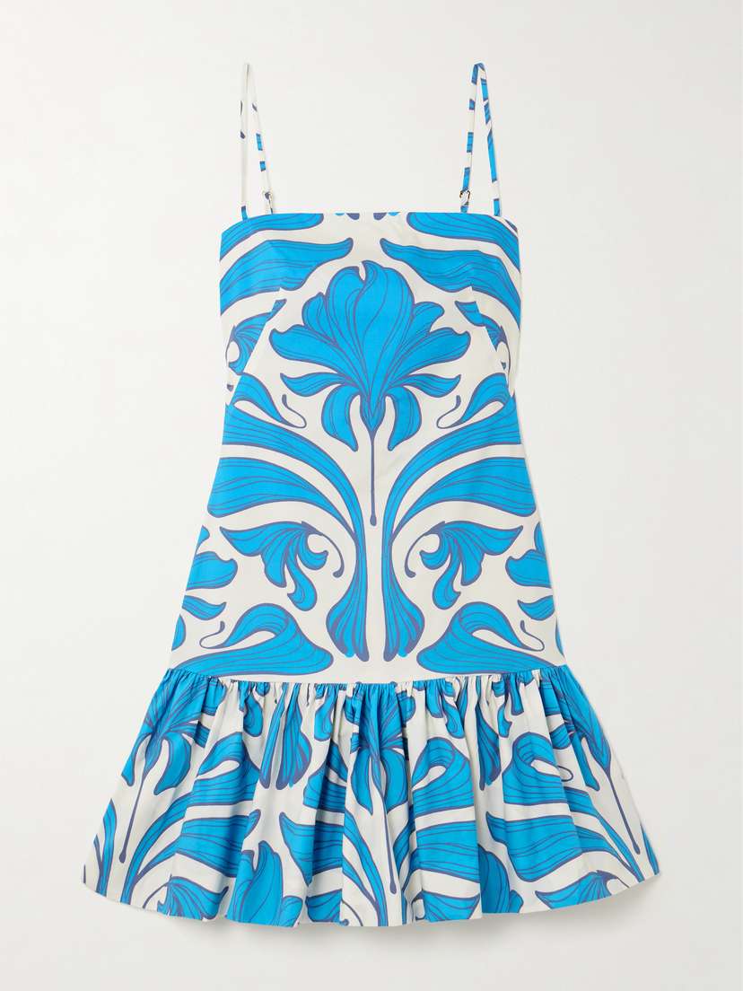 ANDRES OTALORA Joyita Tiered Printed Linen Mini Dress