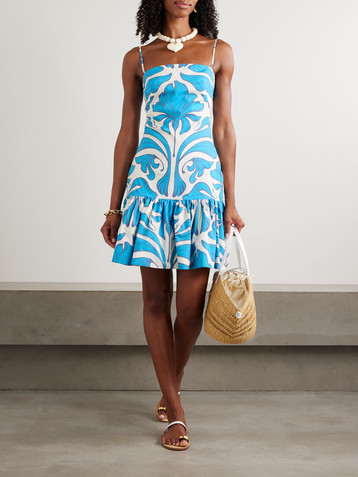 Andres Otalora Joyita tiered printed linen mini dress