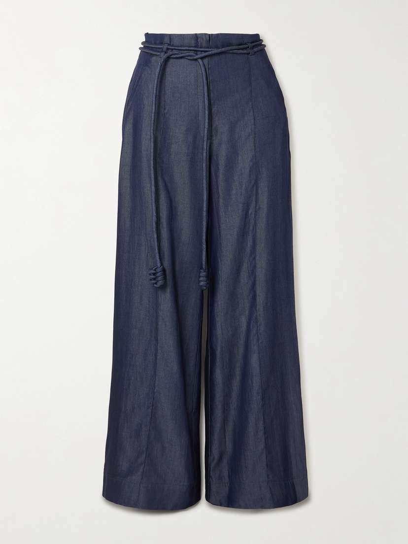 ANDRES OTALORA Belted Tencel Wide-leg Pants