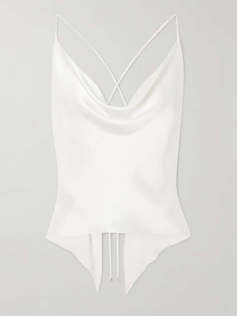 ANDRES OTALORA Ecos De Luna Draped Silk-charmeuse Top