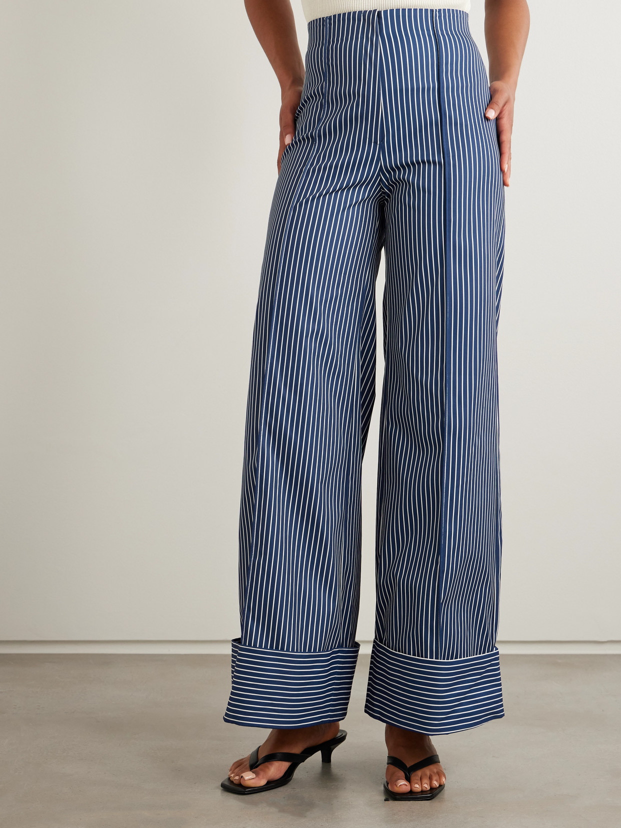Andres Otalora Refugios Striped Stretch Cotton-twill Wide-leg Pants
