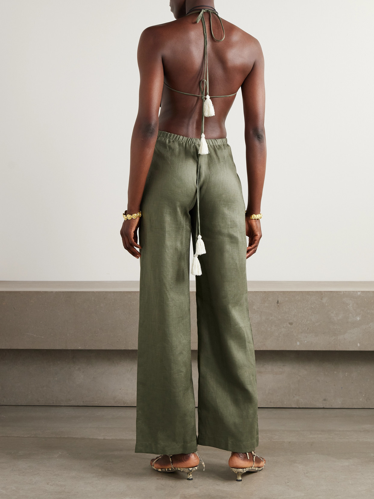 Andres Otalora Zinnia Cutout Embroidered Linen Jumpsuit
